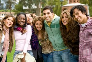 happy students on campus